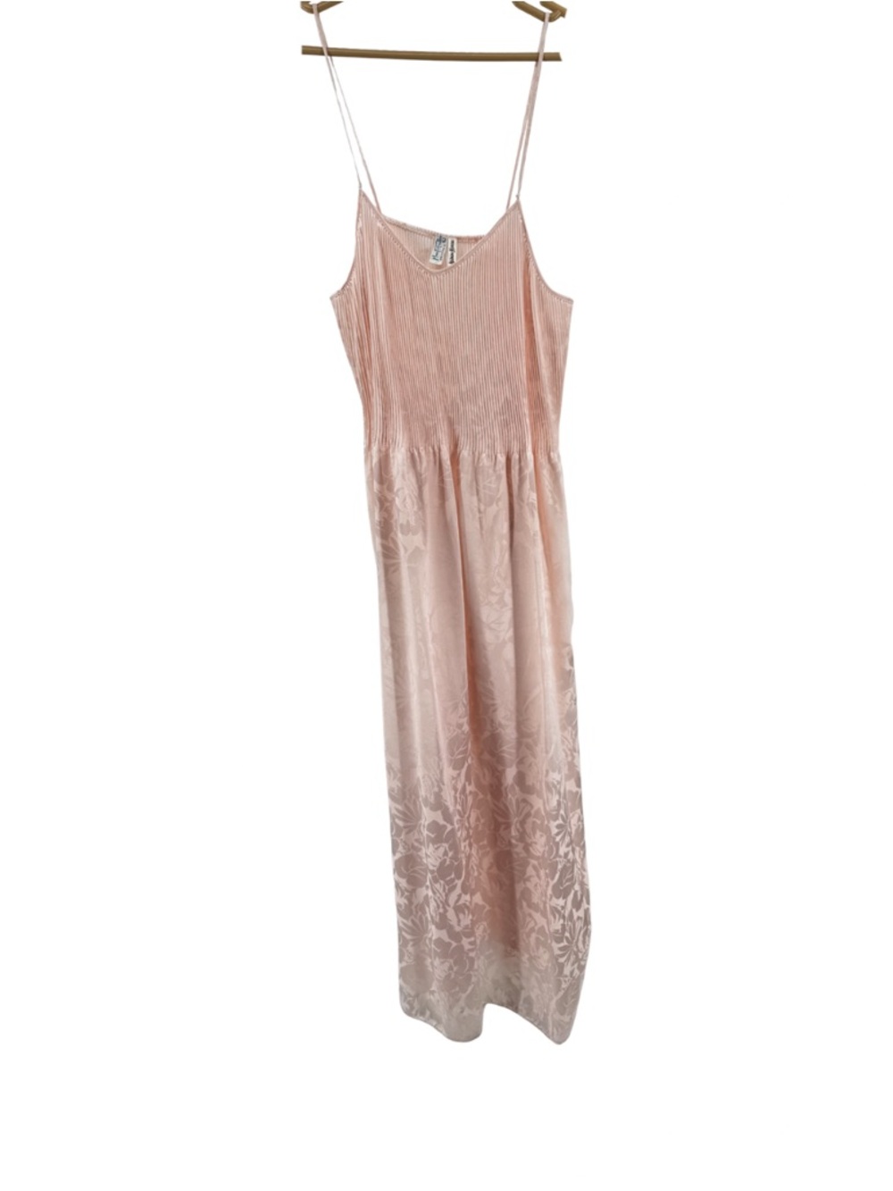 Neiman Marcus Mary McFadden light pink Ribbed Bodice Floral Slip Chemise nighty